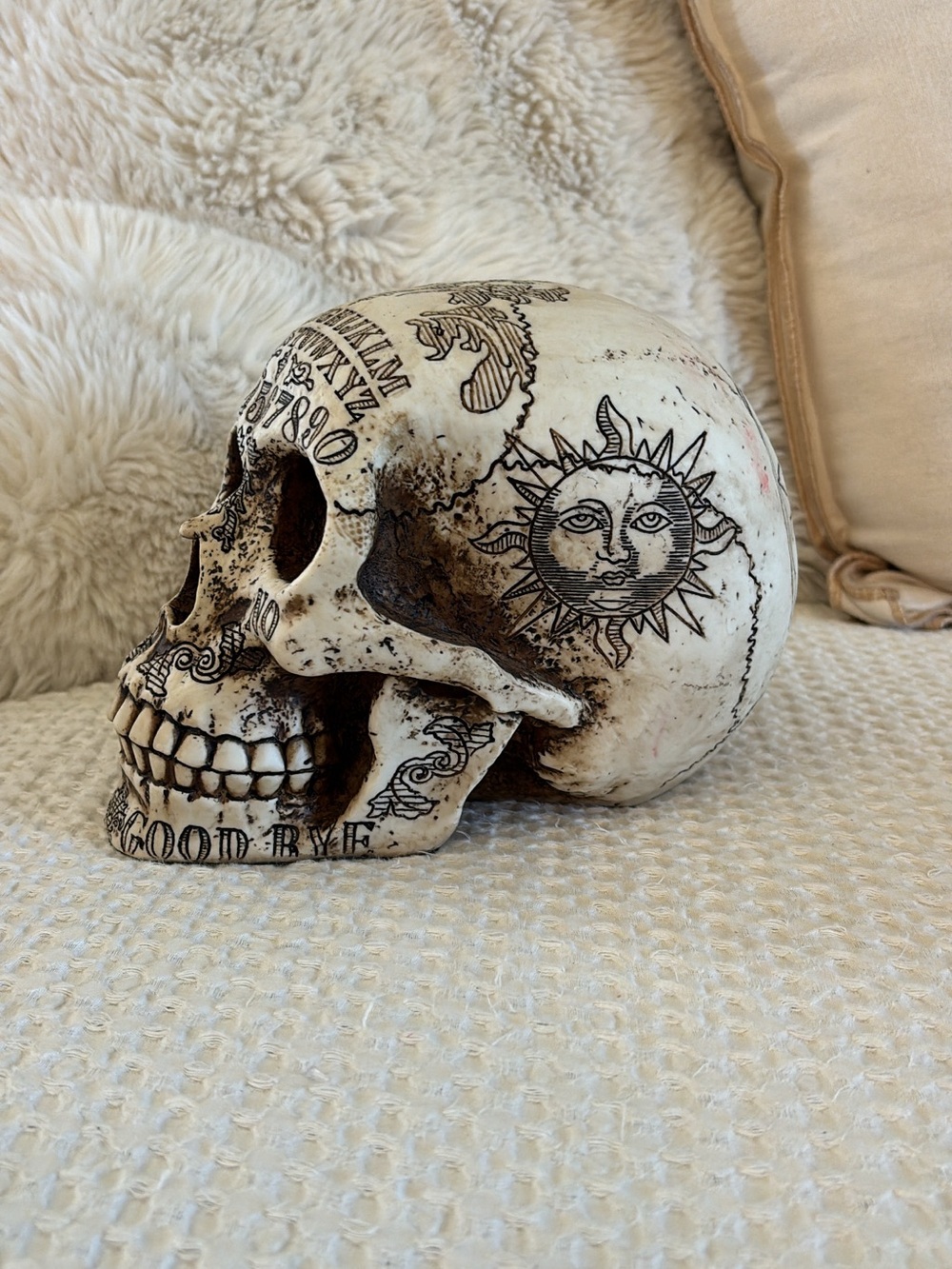 Halloween Skull decor witchy whimsigoth- Cream Sun Motif